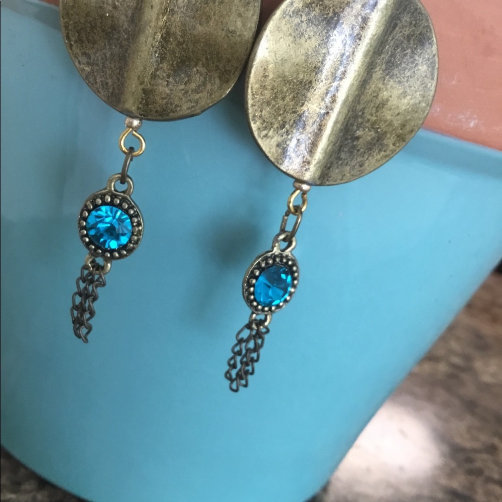 New. Earrings Metal Bronze and Copper GlassBeads